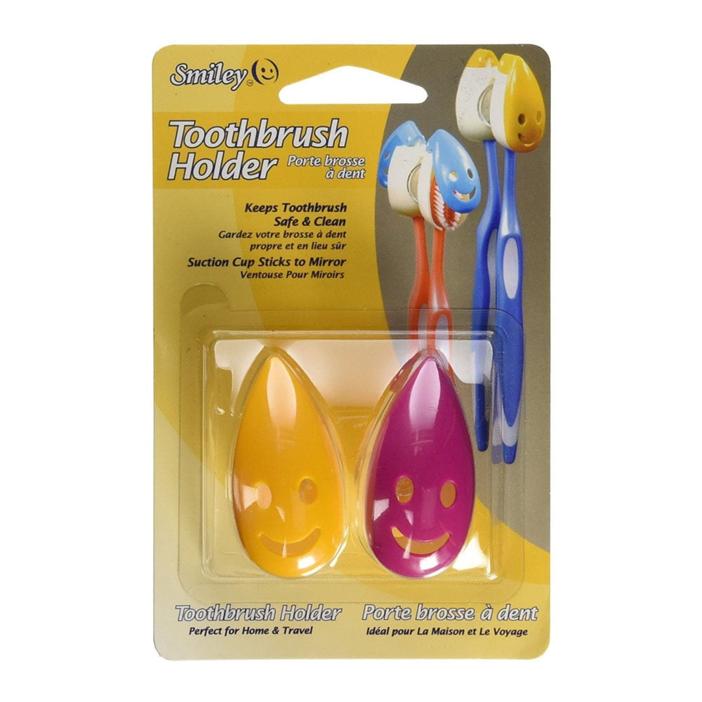 Smiley Toothbrush Holder for Safe and Clean, Suction Cup Sticks to Mirror, 2 Ea